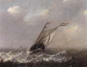 unknow artist a smalschip on choppy seas,other shipping beyond oil painting image